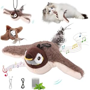 Katzenspielzeug Vogel, Interaktives Katzenspielzeug Echte Flattern Und Zwitschern, Katzenspielzeug Selbstbeschäftigung USB-Aufladung Mit 3 Modi, Flapping Bird Cat Toy Katzenminze Spielzeug (Spatzen)