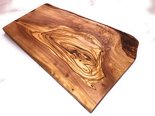 12" Rustic Handmade Bark Edge Olive Wood Charcuterie Board By Orchard Hardwoods- For Cutting, Chopping, Serving. Wooden Slab- Unique Gift. In Sm 12", Med 16", Lg 20", Xl 24".(Small 12X5-6X0.8 Inch) #TOP2