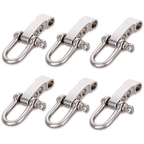Hysagtek - Juego de 6 grilletes ajustables en forma de U de acero inoxidable para paracaidismo, pulseras de supervivencia de cuerda al aire libre