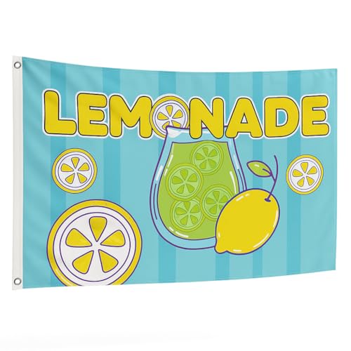 Lemonade Flag - Lemonade Banner - Lemonade Sign for Decorations, Business and House, Advertising, Indoor and Outdoor - 3x5 Flag Banner Polyester 100D with Brass Grommets
