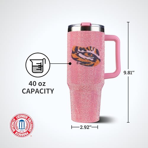Image of The Memory Company Officially Licensed NCAA - Louisiana State University 40oz Pink Bling Game Day Tumbler