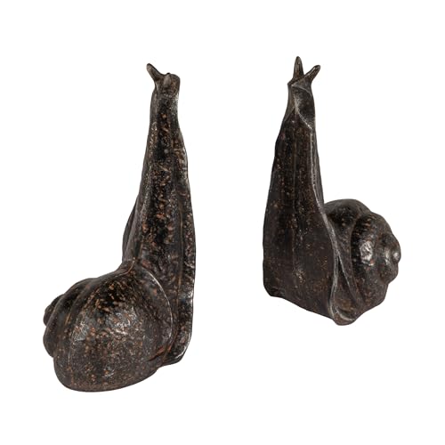 Image of Creative Co-Op Decorative Distressed Cast Iron Snail Bookends, Antique Black Finish