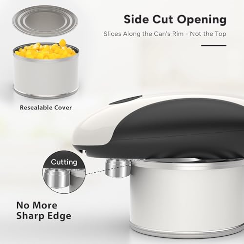 Elektrischer Dosenöffner, Wiederaufladbarer Dosenöffner für Senioren mit Arthritis, Glatte Kante, Lebensmittelecht, Seitlich Schneidender Dosenöffner, Automatischer Dosenöffner mit einem Tastendruck
