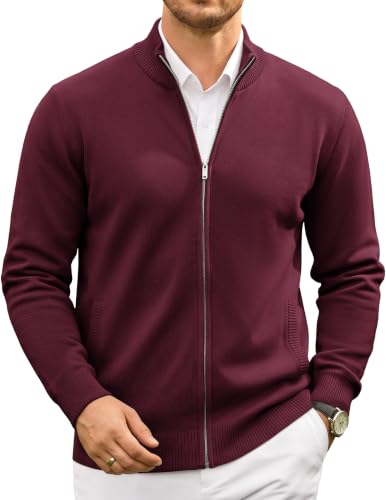 COOFANDY Mens Full Zip Up Cardigan Sweater Fair Isle Pattern Sweater Jacket