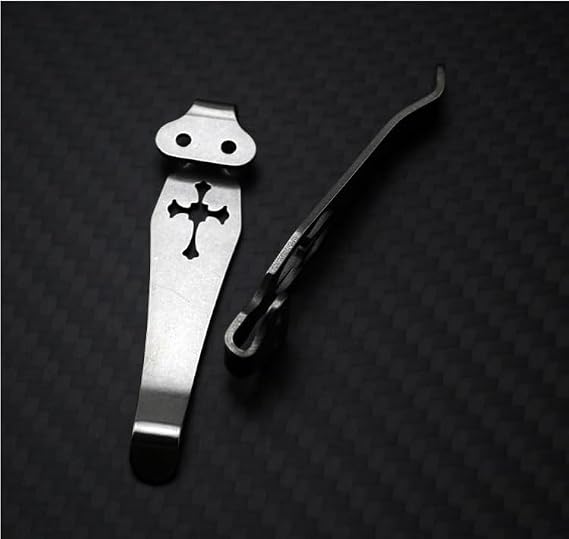 2PCS Deep Carry Pocket Clip Fits for Emerson CQC Griptilian 551 710, Custom CNC TC4 Titanium Stonewashed Back Clip DIY Replacement
