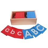 CLISPEED Montessori Sandpapier Buchstaben Holz Lernbrett Rot Blau Pädagogisches Sprachförderungsspielzeug Für Vorschule Kindergarten Jungen Mädchen Kreatives Alphabet Tracing Tool