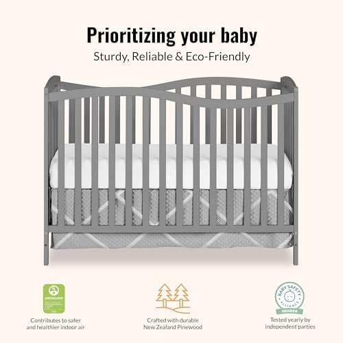 Image of Dream On Me Chelsea 5-in-1 Convertible Crib in Steel Grey, JPMA Certified