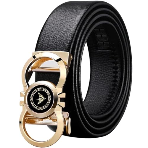VANNANBA Mens Leather Ratchet Belts Slide Dress Belt for men Automatic Buckle with Gift Box