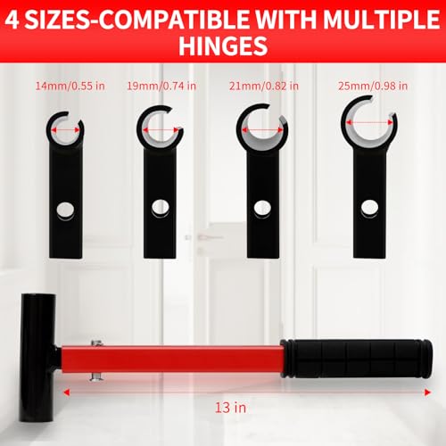 Image of 4-in-1 Door Hinge Adjustment Tool Kit, Professional Hinge Gap Adjusting Wrench for Cabinet Doors and Furniture Assembly, Heavy Duty Painted Steel Hinge Bender Wrench with Rubber Grip