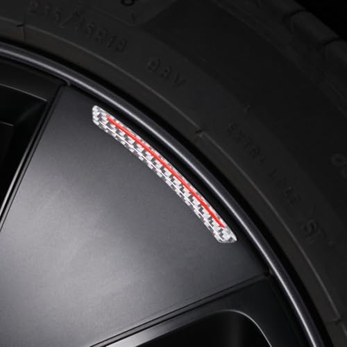 Image of BETTERHUMZ Car Wheel Rim Decal Stripe Compatible with Tesla Model 3 Highland Model Y Juniper Model S X Carbon Fiber Performance Emblem Reflective Sticker Exterior Accessories (Silver)