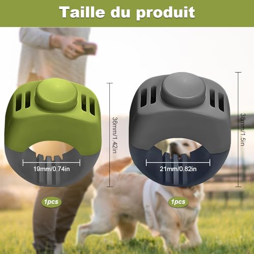 huoanpo 2X Klicker Hund (19mm/21mm) in Grasgrün und Grau – Praktisches Hundetraining-Zubehör als Fingerring-Clicker Hund für Hunde-, Katzen- und Pferdetraining.