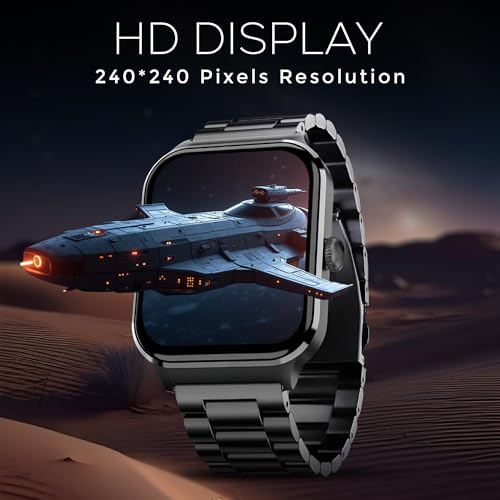 Image of PunnkFunnk NovoLux HD Display Smartwatch for Men & Women Answer /Make Calls, Heart Rate Monitor, 113+ Sports Modes, Step Counter, IP68 Waterproof, Compatible with Android & iOS(Metal Black)