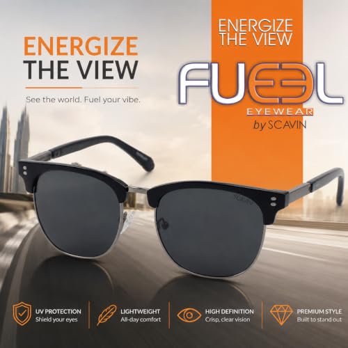 Image of Fueel Polarized Aviator Sunglasses for Men & Women | UV Protected Retro Half Frame Sunglasses | Lightweight Stylish Frame