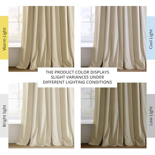 HPD Half Price Drapes Signature Velvet Thermal Blackout Curtains for Living Room 96 Inch Long (1 Panel) Rod Pocket Insulated Blackout Curtains for Bedroom Window Curtains, 50W x 96L, Neutral Ground