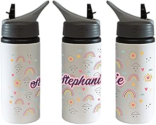 Print Maniacs Personalised Water Bottle Be A Rainbow School Sport Drink 600ml Leakproof Spill Proof Aluminium Hot Cold Flip up Kid Boys Girls Biking Gift (Add Name)