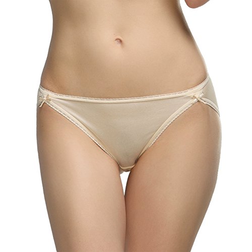 Image of LoveSilk Women's 100% Silk Knitted Underwear Lace Knickers knickers Ivory Size S