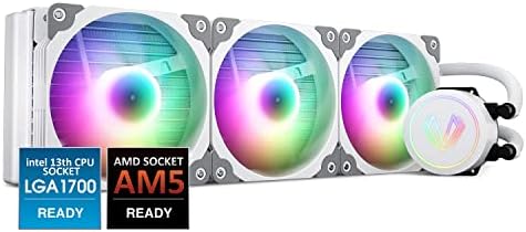 Vetroo V360 White 360mm CPU Water Liquid Cooler AMD/Intel LGA1200 Ready All-in-One Cooling System w/Controller 3X 120mm ARGB Motherboard Sync Fans High Efficiency 360mm Radiator