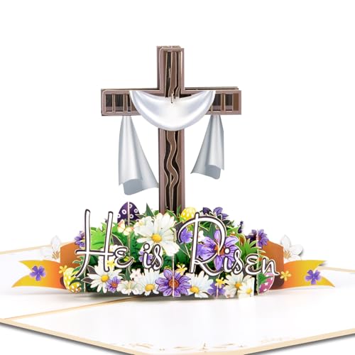 GREETING ART He is Risen Pop Up Easter Card, Funny Spring 3D Greeting Card, Religious Happy Easter Cards,Easter Greeting Cards