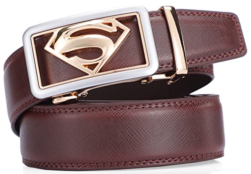 XDOVET Men's Ratchet Belt with Genuine Leather, Slide Belt for men 1 3/8 inches Wide2