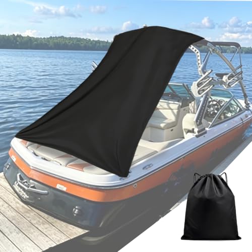 T-Top Bow Shade 9 x 5 for Boat UTV & RV Portable Sun Shade Extension with UV Protection Stretchy Breathable Fabric Universal Fit for T-Top Bimini Roll Bar Includes Shock Cord & Carabiner