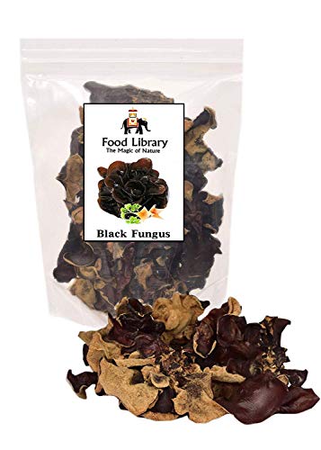 Food Library The Magic of Nature Dried Black Fungus/ Chinese Black Wood Ear/ Cloud Ear Mushrooms, 100g