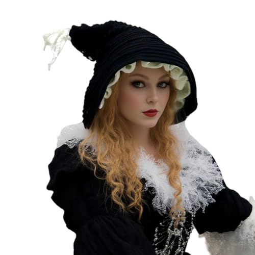 Chapeau de sorcière en tricot à larges bords pour Halloween et fêtes