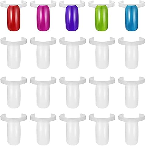 Chutoral 200 Pcs Nail Polish Display Rings, Nail Display Tips Nail Polish Art Display Tips Nail Pops Nail Art Tips Manicure Art Practice Tool for Beginners&Manicure Store,Natural Color Cover