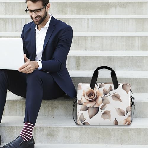 Bolso Maletín para Portátil con Estampado Flores Marrón miniatura 2