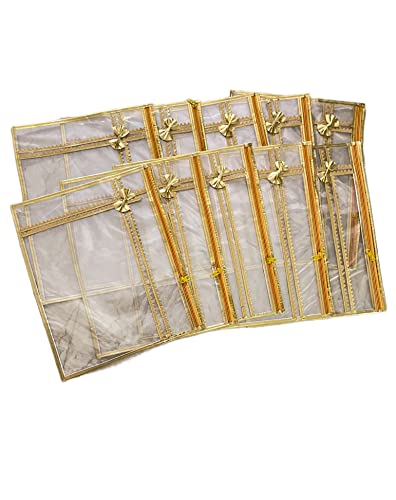 Image of Single Packing Cloth Cover Bag for Storage, Gifting, and Organizing Wardrobes Premium Wedding Saree /Suit Packing Bag with Durable Fabric for Safe & Elegant Storage (Red-Gold, Pack of 6)