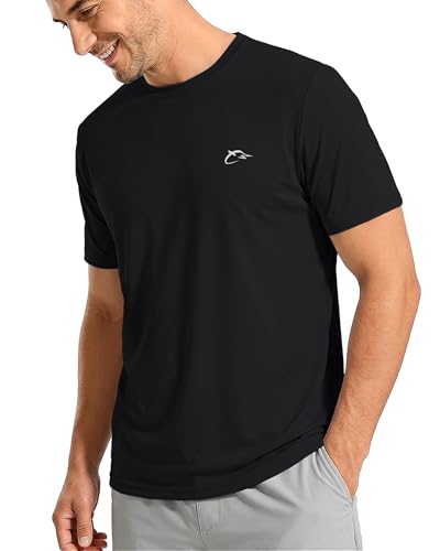 Image of FISHEAL Men's UPF 50+ Swim Fishing Graphic Shirts, Short Sleeve UV Sun Protection T-Shirt, Quick Dry Beach Water Rash Guard