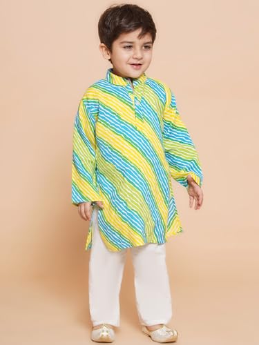 Image of AJ DEZINES Kids Ethnic Wear Cotton Printed Kurta Pyjama Set For Boys