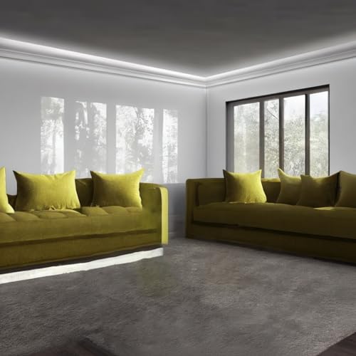 Image of Pushglossy 6 Pcs 70.87 inch(Total 35.4ft) Ceiling Crown Molding with LED Duct Kit for Seamless Ambient Accent Lighting Waterproof Channel for Easy LED Trim Moulding Strip Installation