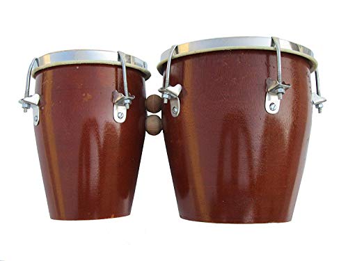 Image of GT manufacturers Professional Two Piece Hand Made Wooden Bango Drum Set 15 (Brown)