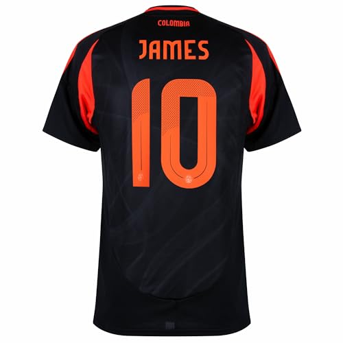 James 10 Colombia National Team Away Soccer Jersey 24/25 (US, Alpha, Large, Regular, Regular, Black)