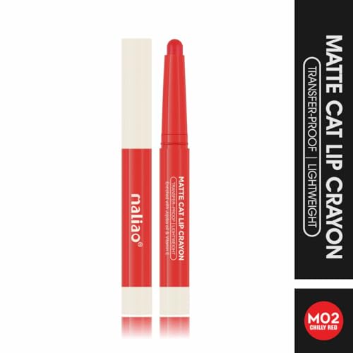 Image of Maliao Matte Cat Lip Crayon: Transfer-Proof & Lightweight (02-CHILLY RED)
