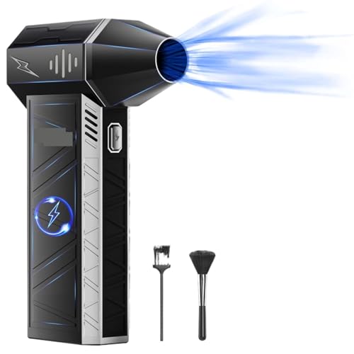 Soplador de hojas inalámbrico, Mini ventilador de mano con chorro de aire turbo, potente soplador de aire comprimido de 150 000 RPM for secadora de automóviles, PC y hogar, soplador de conductos indus