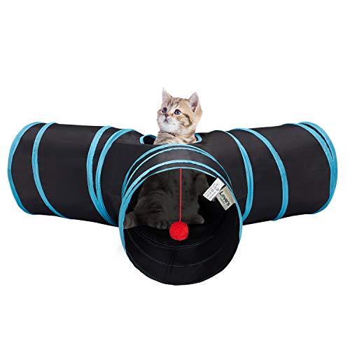 Love's cabin Cat Tunnel Tube, Collapsible 3 Way Pet Tunnel - Cat Play
