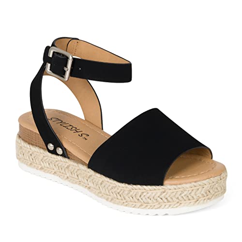 Stylish S Gloria-Iis Little Girls Open Toe Ankle Buckle Strap Platform Sandals (Black Nbpu, 12) #TOP3