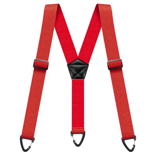 Men's Suspenders 1.6 Inch Wide Hidden Suspenders for Men Heavy Duty Adjustable Elastic Braces Under Clothes with 4 Snap Loop for Jeans Pants Red