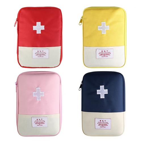 Kievano 4 Pièces Trousse Médicaments Petite – Trousse Vide de Médicaments, Imperméable et Portable, 18x13cm, Mini Trousse de Premiers Secours pour Extérieur, Voyage, Maison, École, Bureau – 4 Couleurs