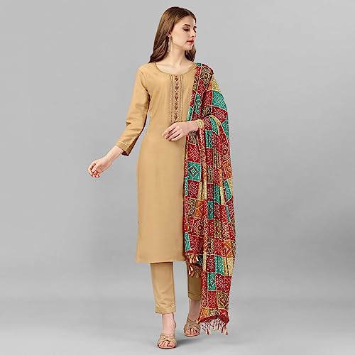 TRENDMALLS Women's Bandhej Chinon Silk Dupatta scarf (D01-Multi)