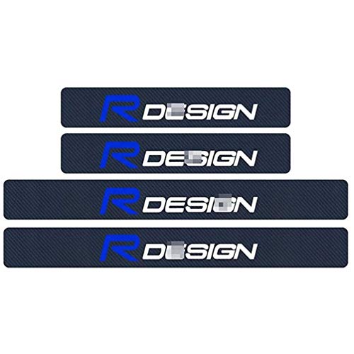 Plaques protection seuil porte voiture plinthes auto pour Volvo R Design XC90 S60 XC60 V70 S80 S40 V50 V40 V60 C30 S70,accessoires modification intérieure pédale bienvenue fibre carbone anti-rayures Cover