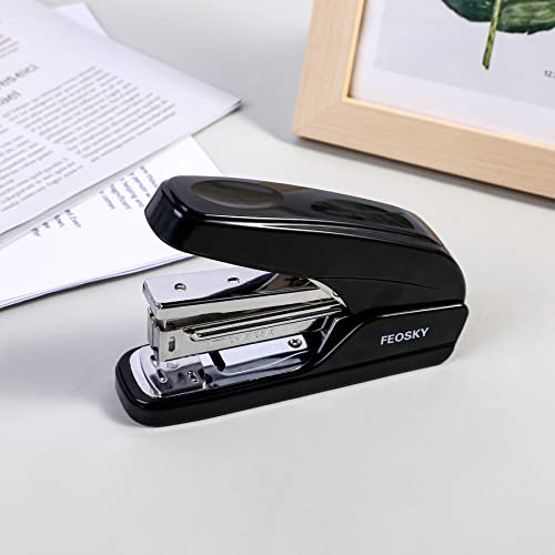 Feosky Effort Saving Desktop Stapler, One Touch Stapling, Easy To Load Ergonomic Stapler; Includes 1000 Staples And Staple Remover, 20 Sheet Capacity (Black) #TOP6