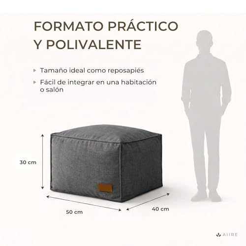 Miniatura 2 de Aiire Reposapies Puff Salon Moderno - Puf Cuadrado O Taburete Para Reposa Pies Sofa - Cojin De Suelo Xxl Para Decoracion Hogar Moderno, Habitación Adolescente O Bean Bag Gamer Gris