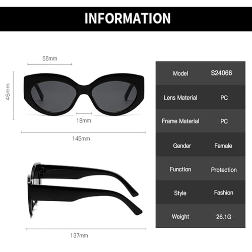 Lunettes de soleil œil de chat rétro vintage UV400 ovale chic femme - 5