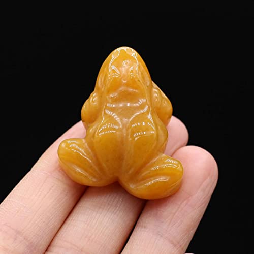 GROWWISH Grenouille Statue Pierres Naturelles Chambre Ornement Sculpté À La Main Reiki Figurine Opale Quartz Rose Agate Cristaux De Guérison Aquarium Décor À La Maison-Jaune Jade