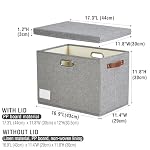 17" Large Collapsible Storage Bins with Lids, Stackable Closet Organizers with PU Handle and Labels, 3-Pack Decorative Fabric Storage Boxes for Home, Bedroom, Closet, Office, Nursery(Gray) - Image 3