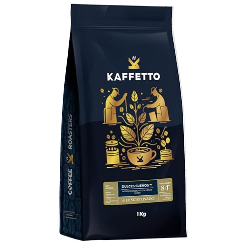 Cafe de ESPECIALIDAD Descafeinado | Café Grano Natural 100% ARABICA, Origen: COLOMBIA | SCA 84 Puntos [Kaffetto, Cafe Especialidad Premium] Tueste Natural, Reciente y Seleccionado. (1000Gr)