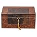 Humidor Supreme Rioja Desktop Cigar Humidor, High-Gloss Bubinga Wood with Walnut Burl Decorative Inlay, Glass Hygrometer, Spanish Cedar Tray with Divider, Holds 45-75 Cigars