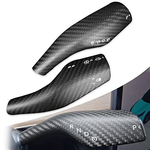 Carbar Steering Lever Cover for Tesla Model 3 Y Dry Carbon Fiber Column Gear Shift Cover Column Shift Paddle Tesla Model Y Model 3 Accessories (2Pcs Matte Carbon Fiber)